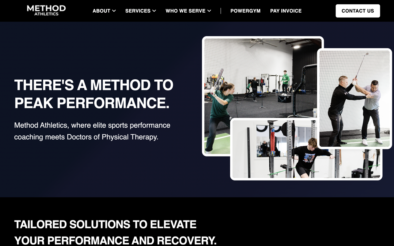 Method Athletics — homepage hero and navigation