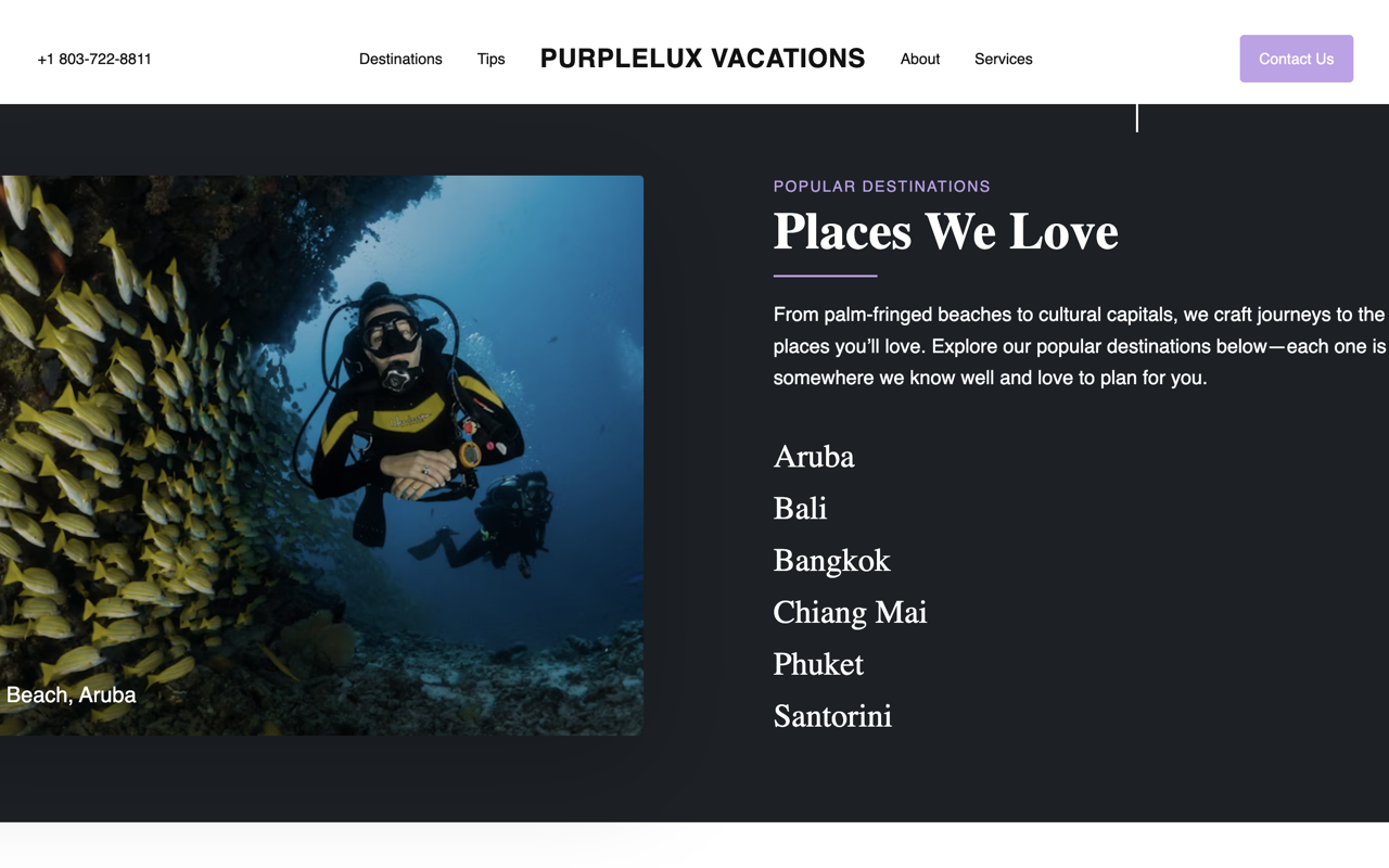 PurpleLux Vacations — destination content and visual inspiration