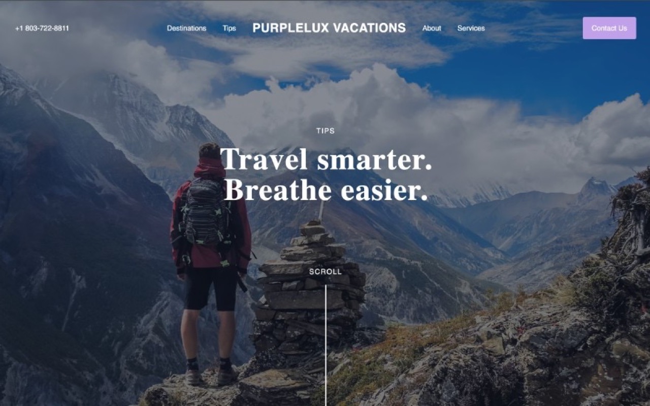 PurpleLux Vacations — non-linear trip planning flow